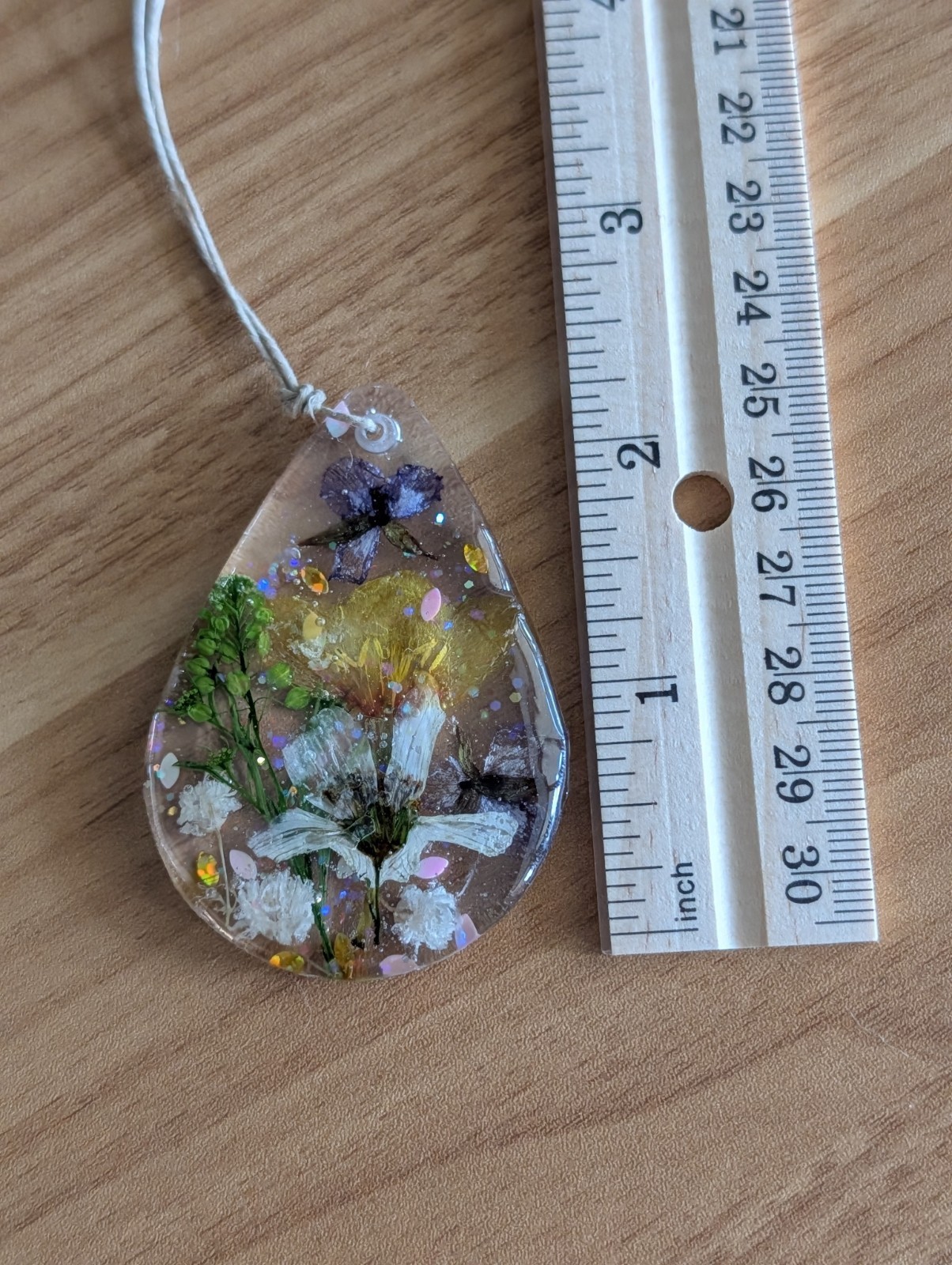 Handmade Pressed Grass Flower Resin Charm Pendant Jewelry