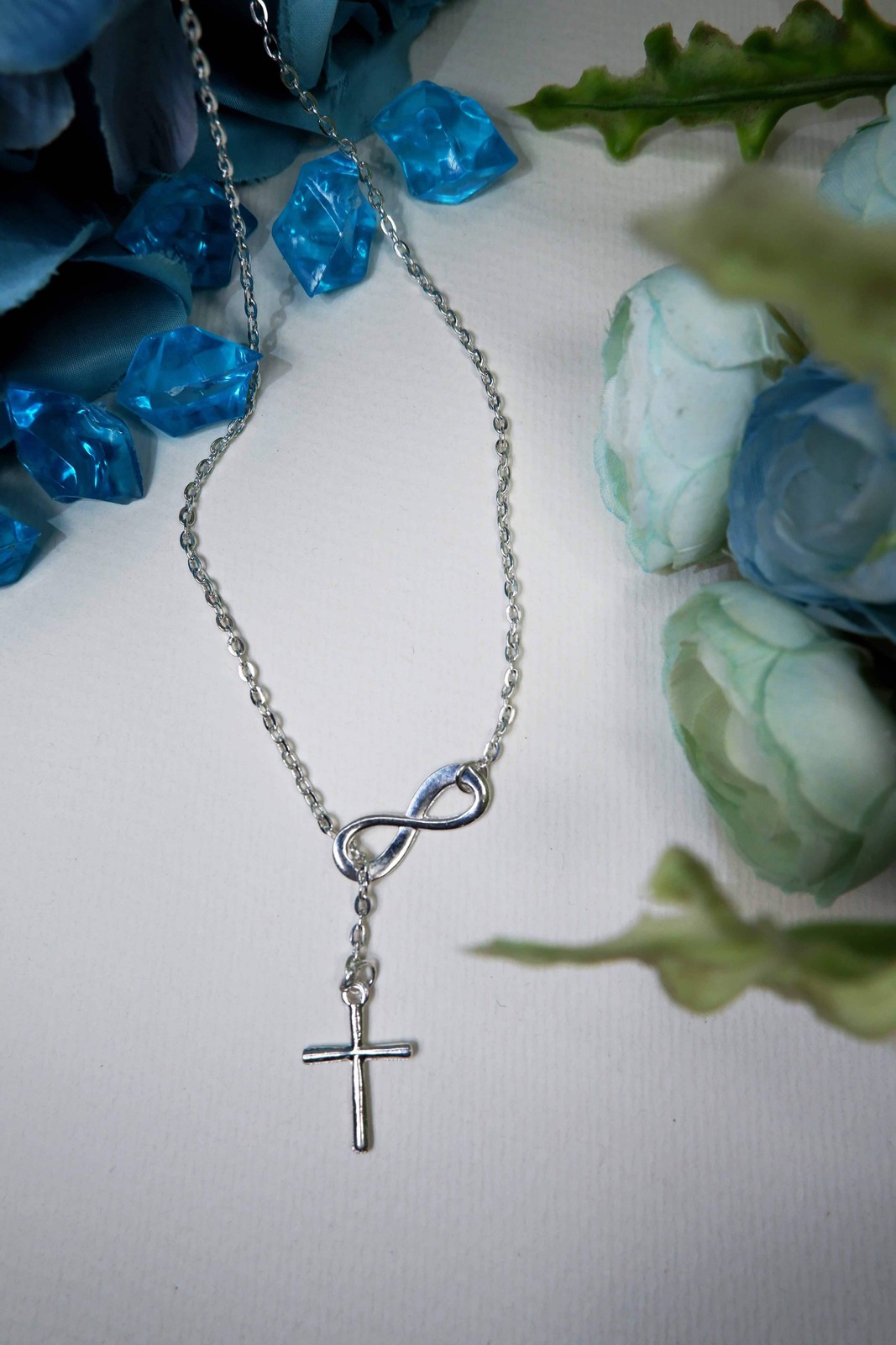 Sterling Silver Infinity Charm Cross Pendant Women Beauty Jewelry Necklace Gift