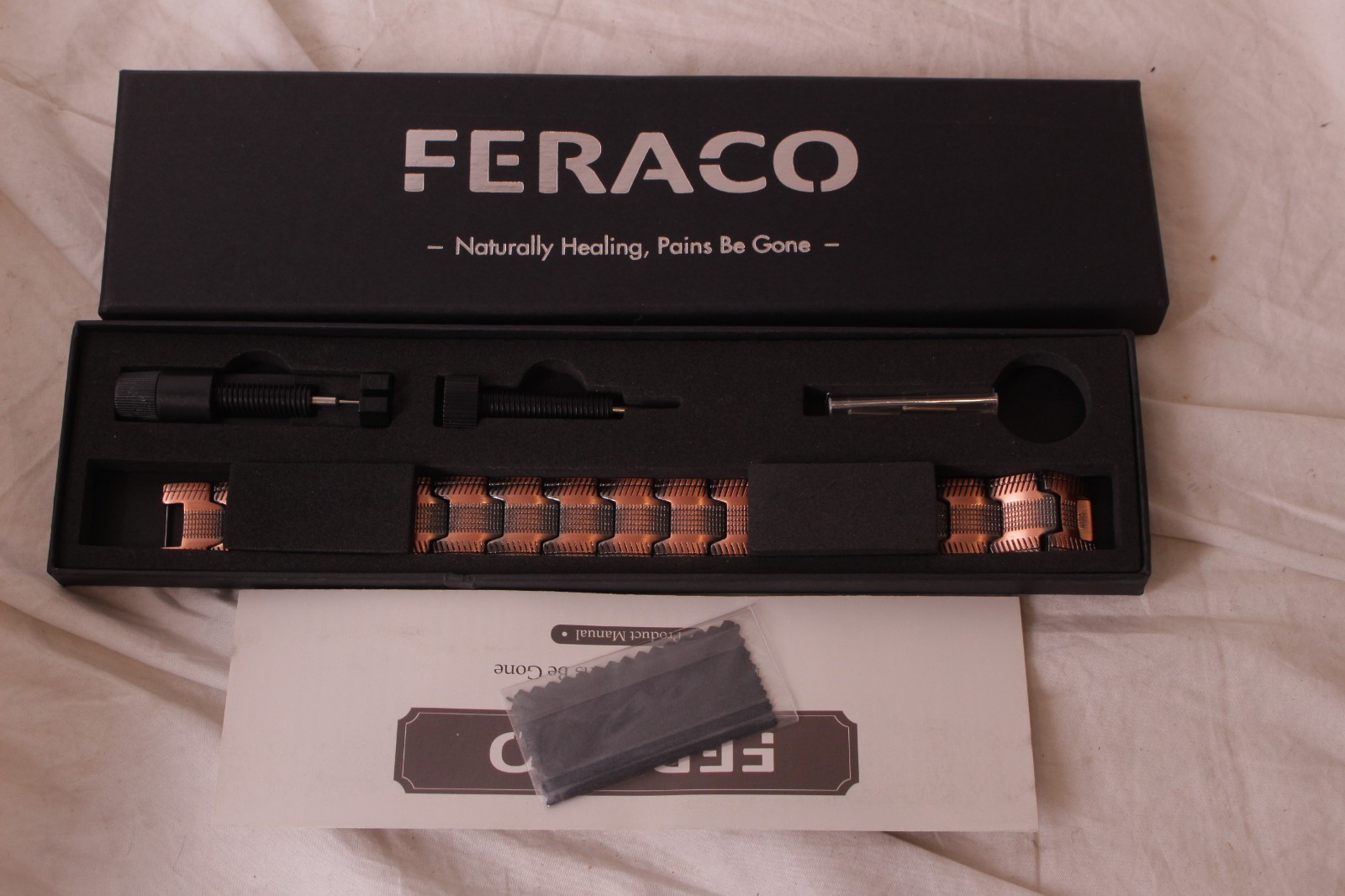 NEW Feraco Pure Copper Men’s Bracelet – tyre graphics – 4000 magnets