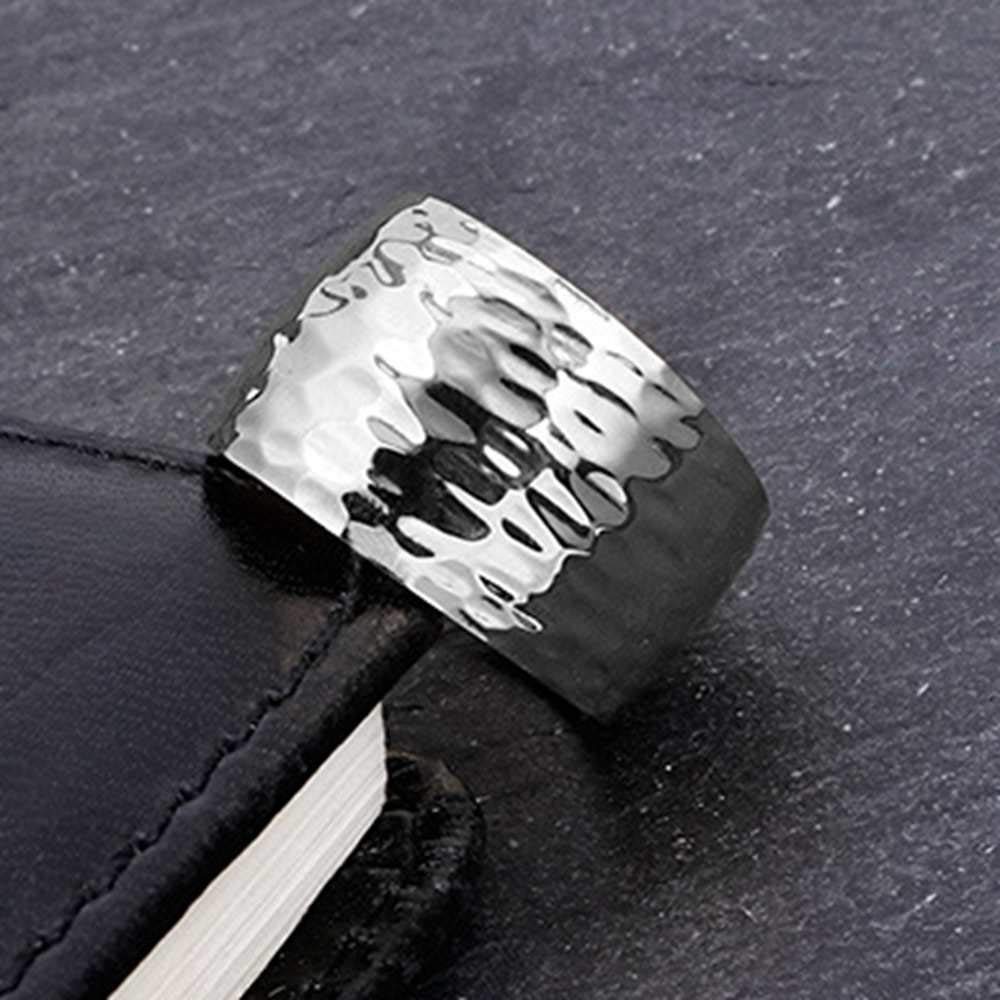 Jewelers 15MM Stainless Steel Classical Simple Plain Hammered Surface Wedding…