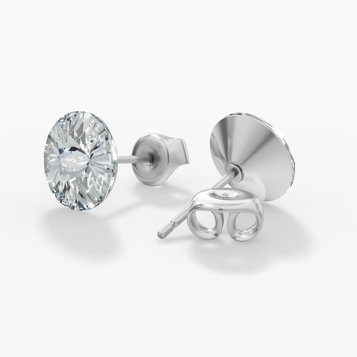 Rivoli Crystal Earrings for Women, Hypoallergenic Stainless Ear Studs | 8Mm Stud