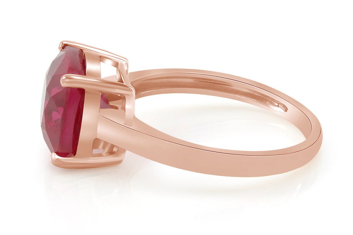 3 Ct Simulated Ruby Solitaire Wedding Ring 14k Rose Gold Plated Sterling Silver
