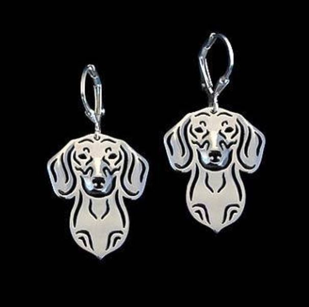 Dachshund Dog Sterling Silver Earrings Necklace Set Women Ginger Lyne Collection
