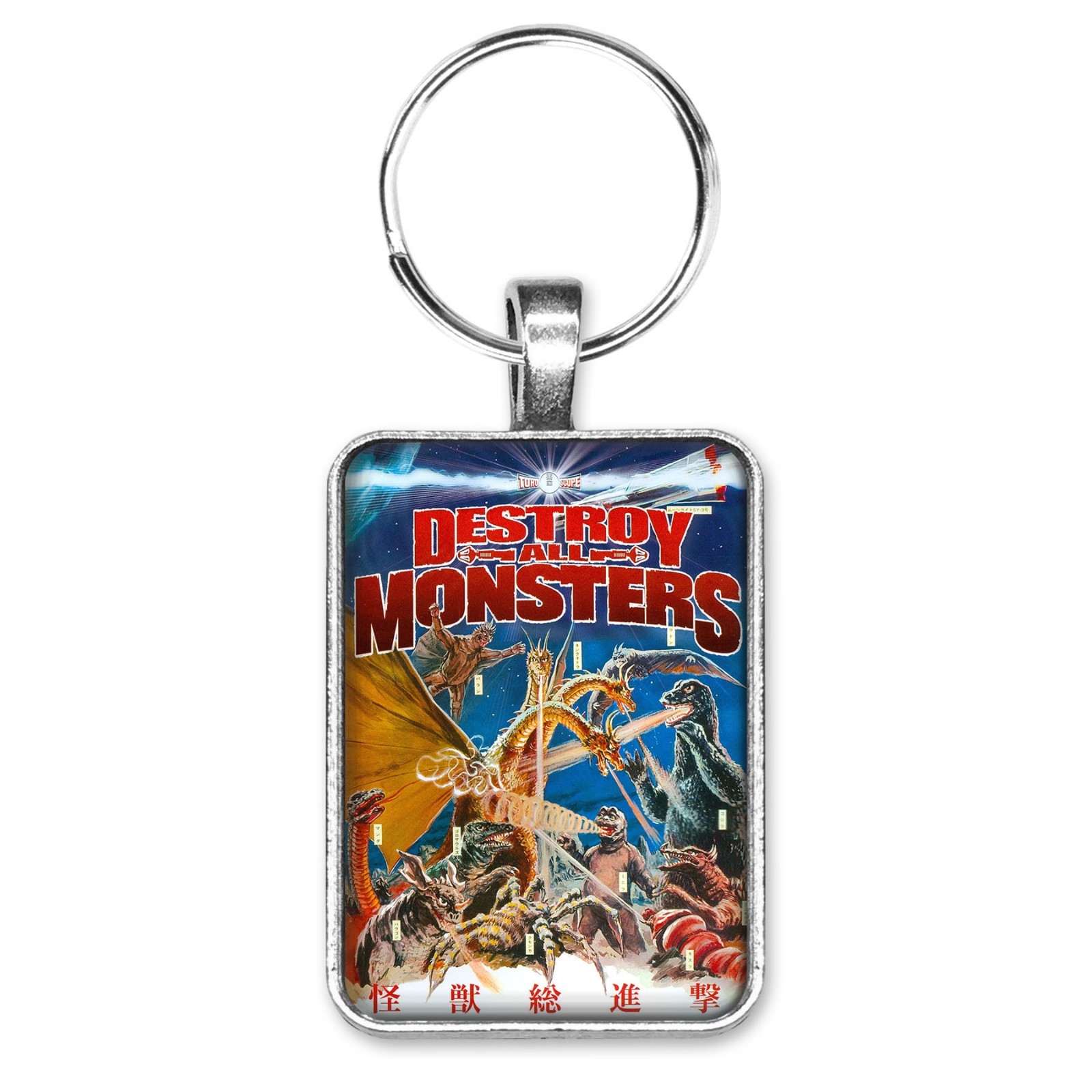 Godzilla Destroy All Monsters Poster Reproduction Pendant Key Ring or Necklace