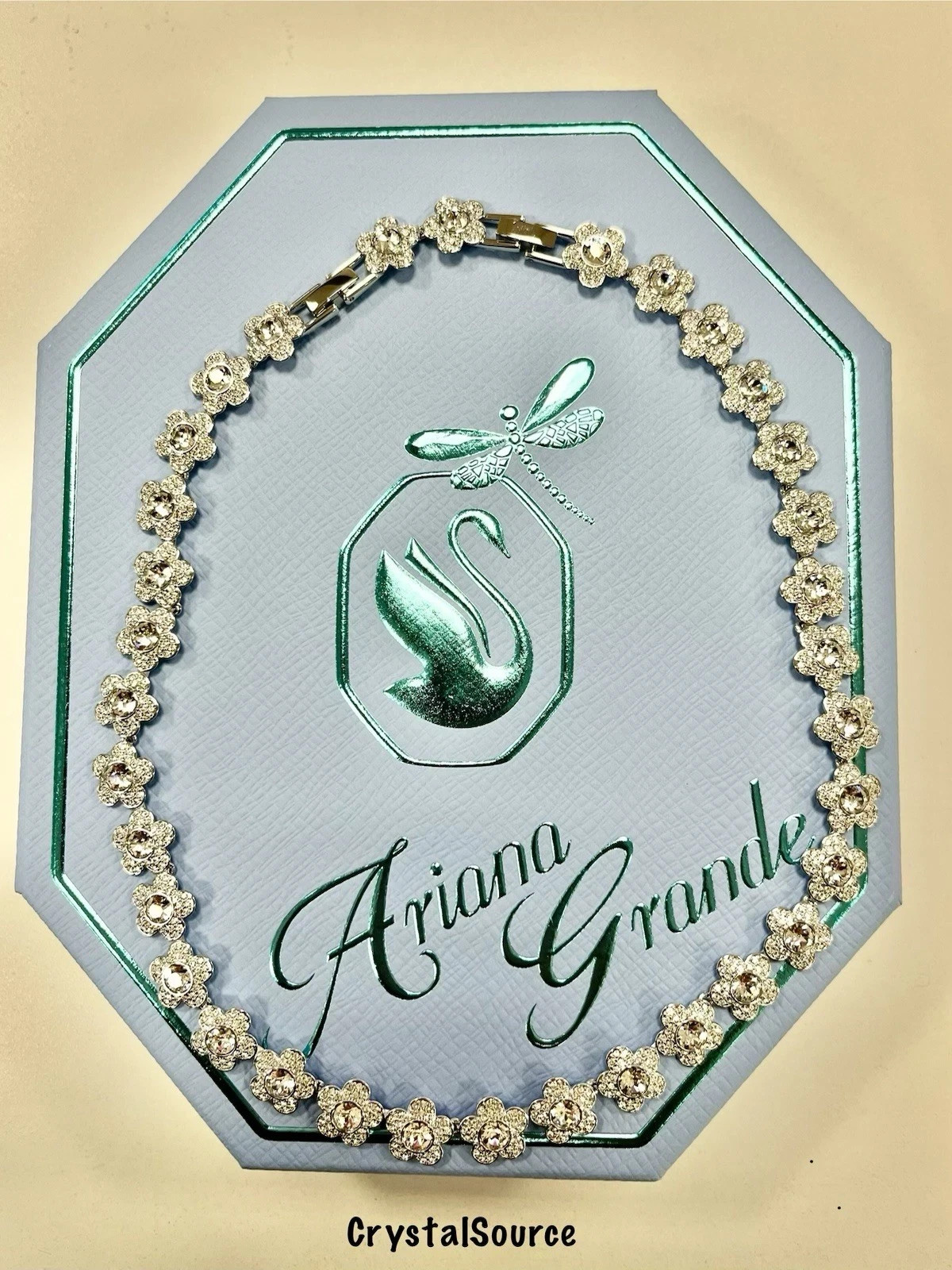 Swarovski Ariana Grande x Necklace round cut, Flower, Rhodium plated 5749179