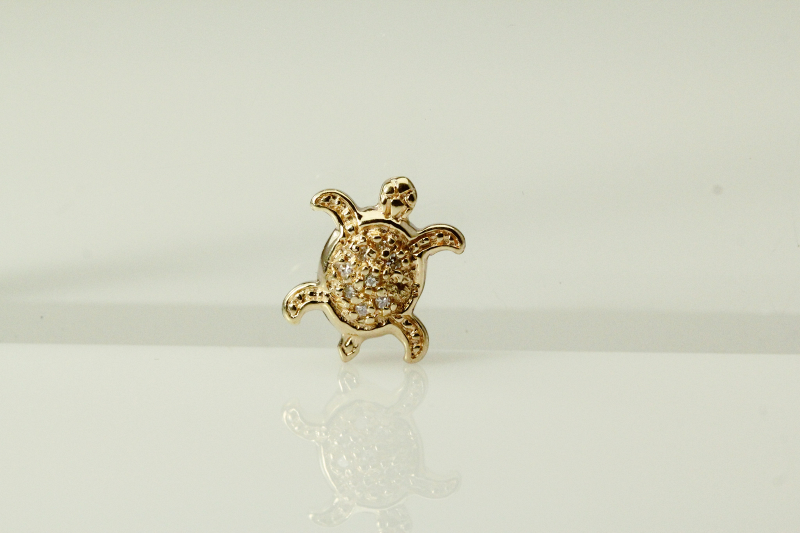 14K Yellow Gold Diamond Accents Turtle Slide Charm 1.7 Grams (PEN9573)