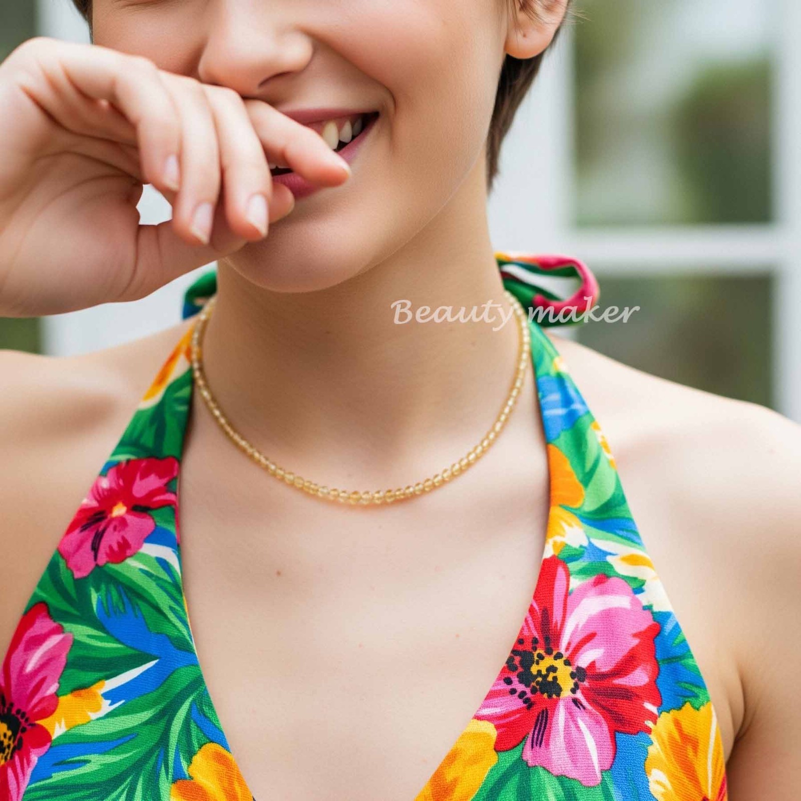Citrine Choker Necklace 2mm Crystal Gemstone Faceted Beads Minimalist Dainty