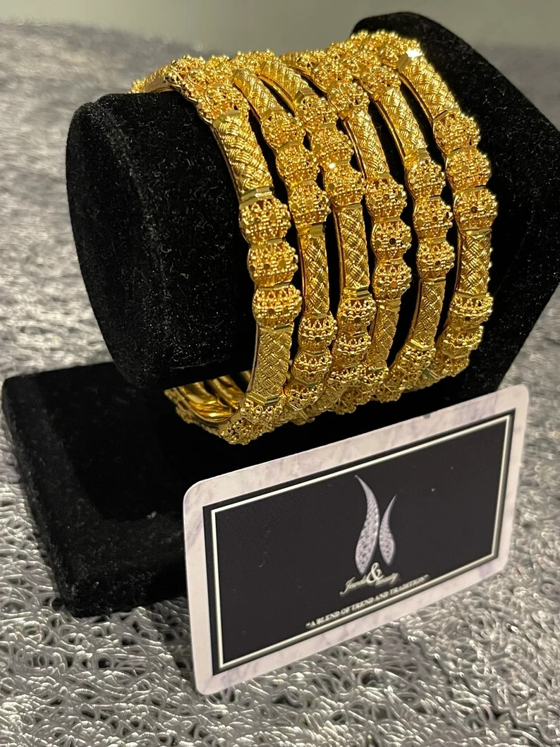 24ct Gold Plated bangels Pakistani Indian Bridal wedding jewelry high quality