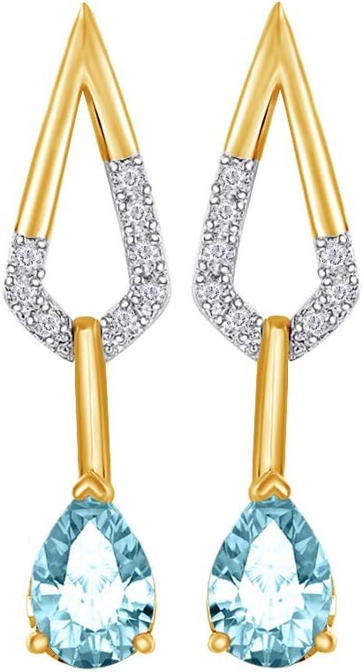 Water Droplet Earrings Simulated Birthstone 14K Yellow Gold Plated Silver