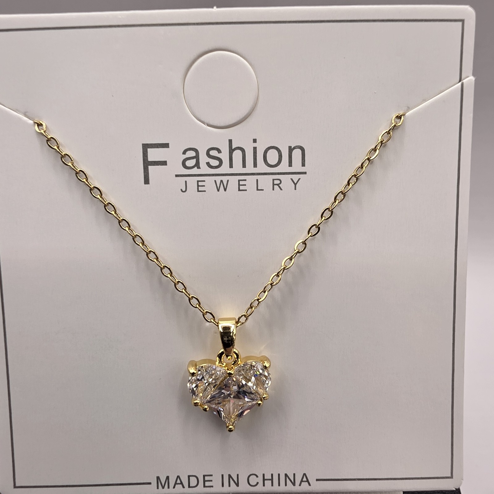 Stainless Steel Copper Plated 16″Necklace w/13mm Cz Heart Pendant