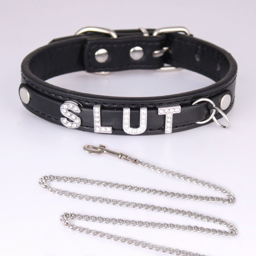 Custom Chocker BDSM Gift Choker Pu Leather Black DIY Necklace Collar M3