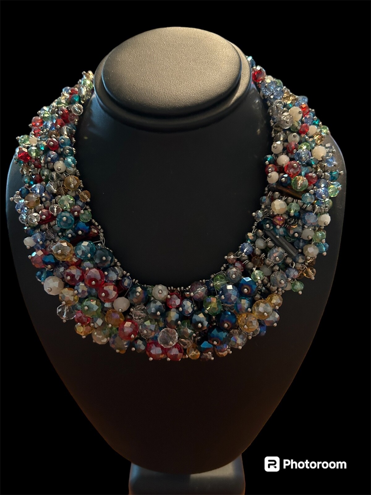 Beaded Multicolor Choker Necklace Multi Color Stunning Special Occasion Unique