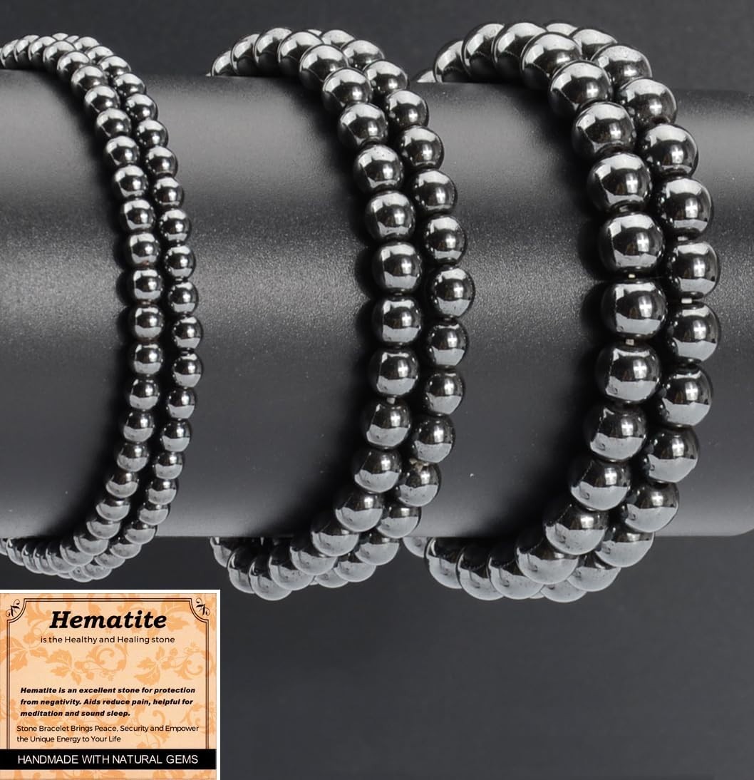 Hematite Healing Bracelet – Adjustable Macrame Design Gift for Unisex Adults