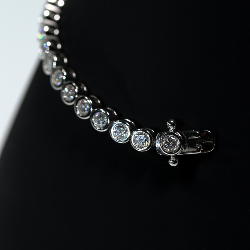 Full Moissanite S925 Sterling Silver Bubble D Color Tennis Bracelet Fine Jewelry