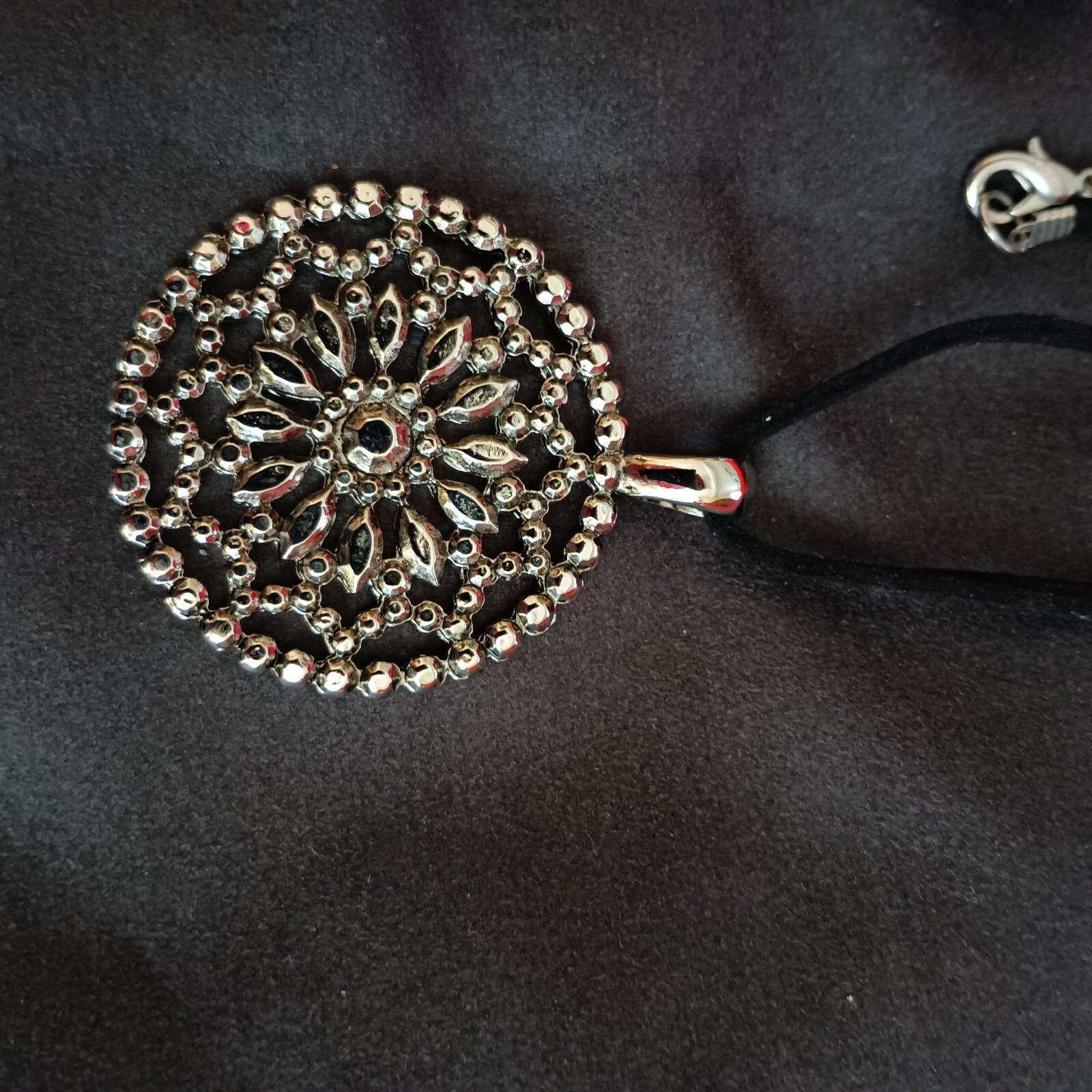 Park Lane Cozumel Silvertone Pendent and Bracelet with Soft Black Suede Cord
