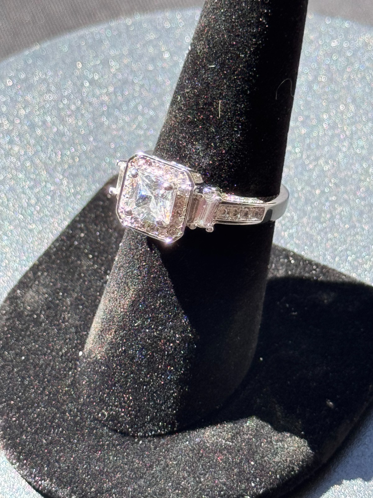 Vintage Style Princess Cut Halo Ring Size 7 Free Shipping