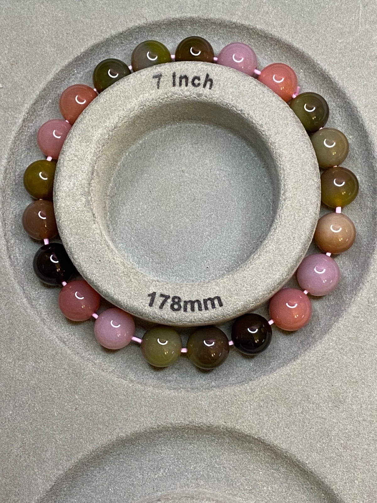 Old Mine Pink Green Tourmaline Bracelet 9.1mm Gemmy Crystal Stretch Bracelet