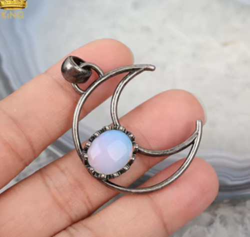 Opalite moon pendant