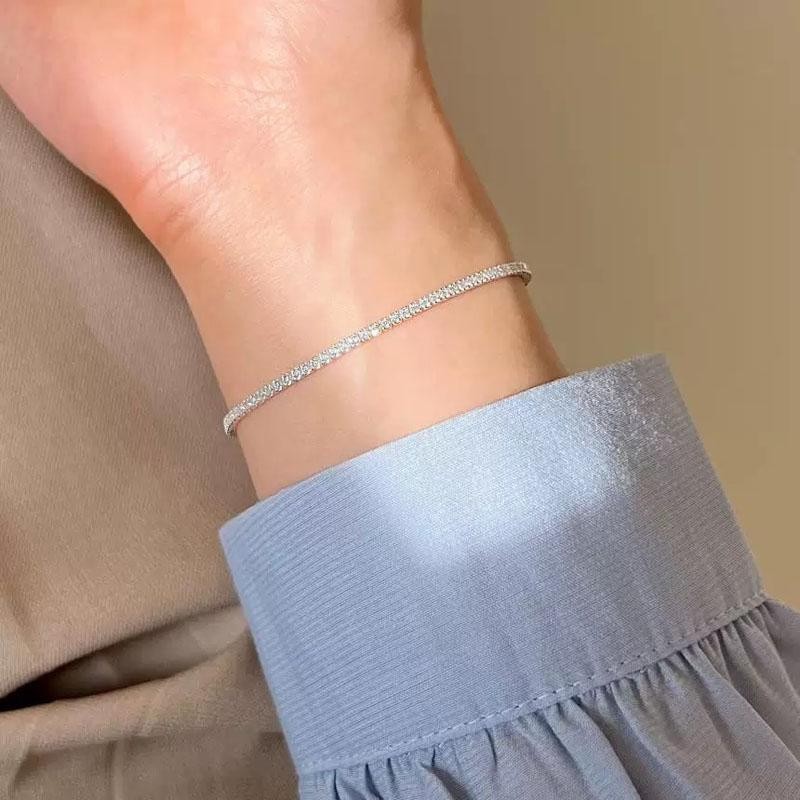 Bracelet Silver Color Full Zircon Crystal Link Chain Bangle Women Fine Jewelry