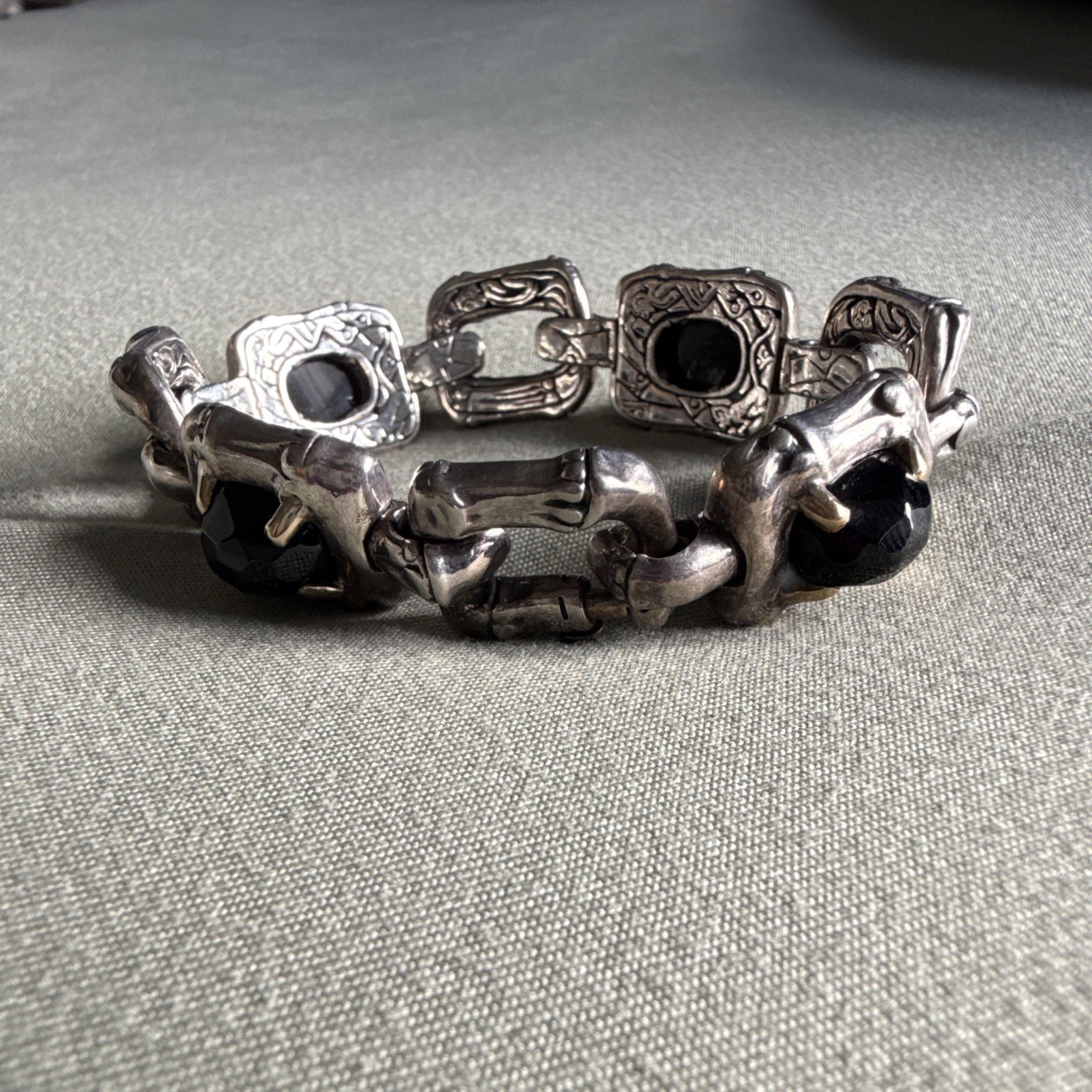 John Hardy Bamboo Link Black Onyx Bracelet .925/18k gold