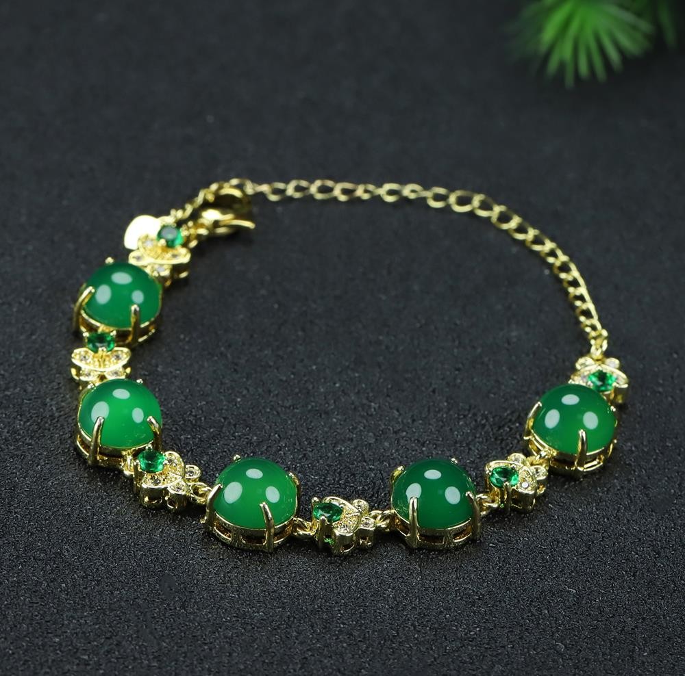 Girl Grandma Mothers Lady Women Green Jade Beads Bracelet Jewelry Gift Box DD299