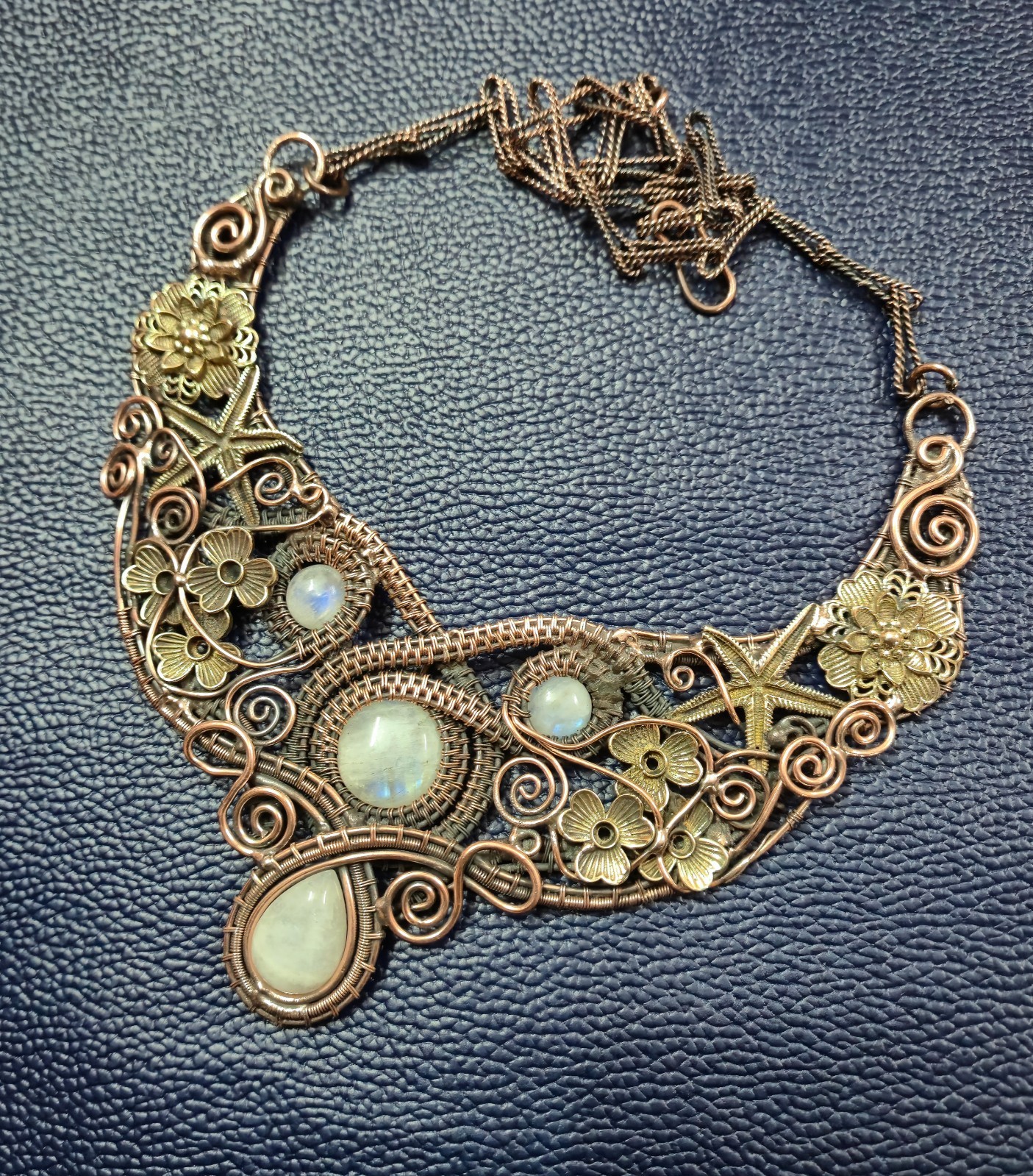 Beautiful Moonstone Necklace Copper Wire Wrapped Necklace Gemstone Jewelry Gifts