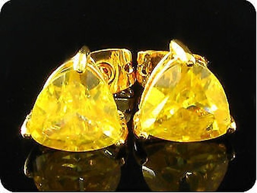 Topaz Yellow Earrings 2X8 Mm Gold Plated 18K