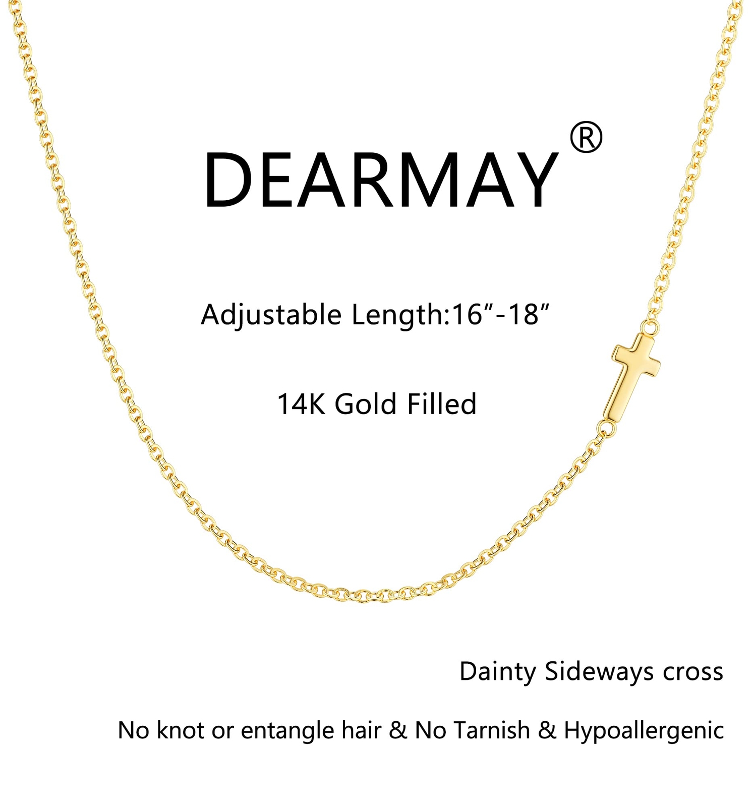 DEARMAY Dainty Tiny Gold Sideways Cross Necklaces for Women 14K Gold Cross Ne…