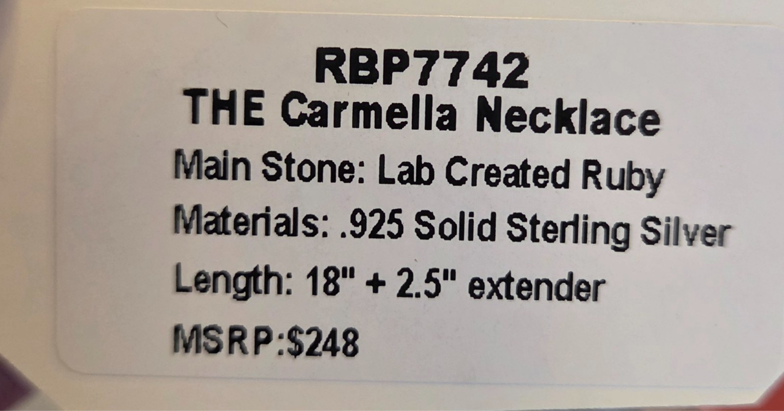 Bomb Party RBP7742 “The Carmella Necklace” July 2024 Birthday LC Ruby SS