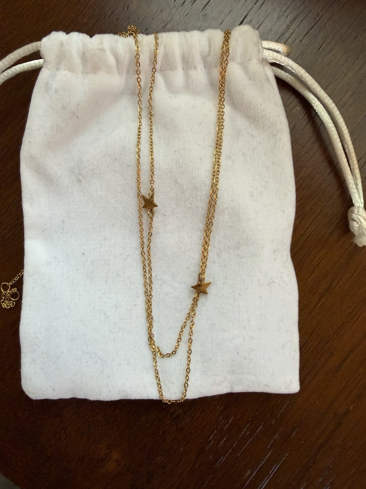 Jennifer Zeuner Jewelry Yellow Gold Plated Layered Star Necklace 19/20” chain