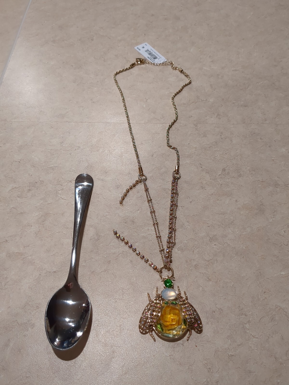 Betsey Johnson Large Insect Bug Pendant Gold Necklace Damage See Photo Nwt