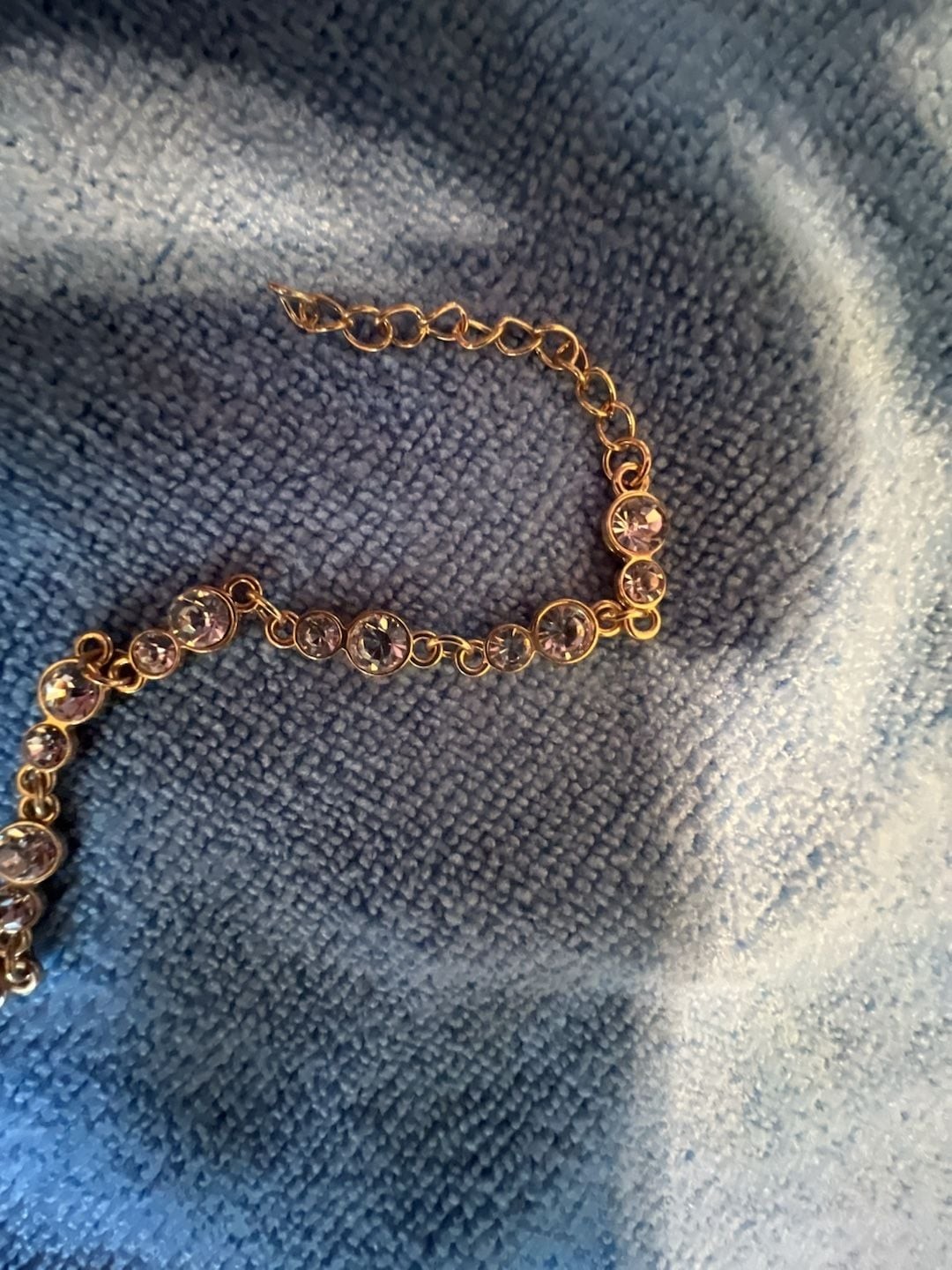 Gold Tone Bezel Set Clear Crystal Link Bracelet
