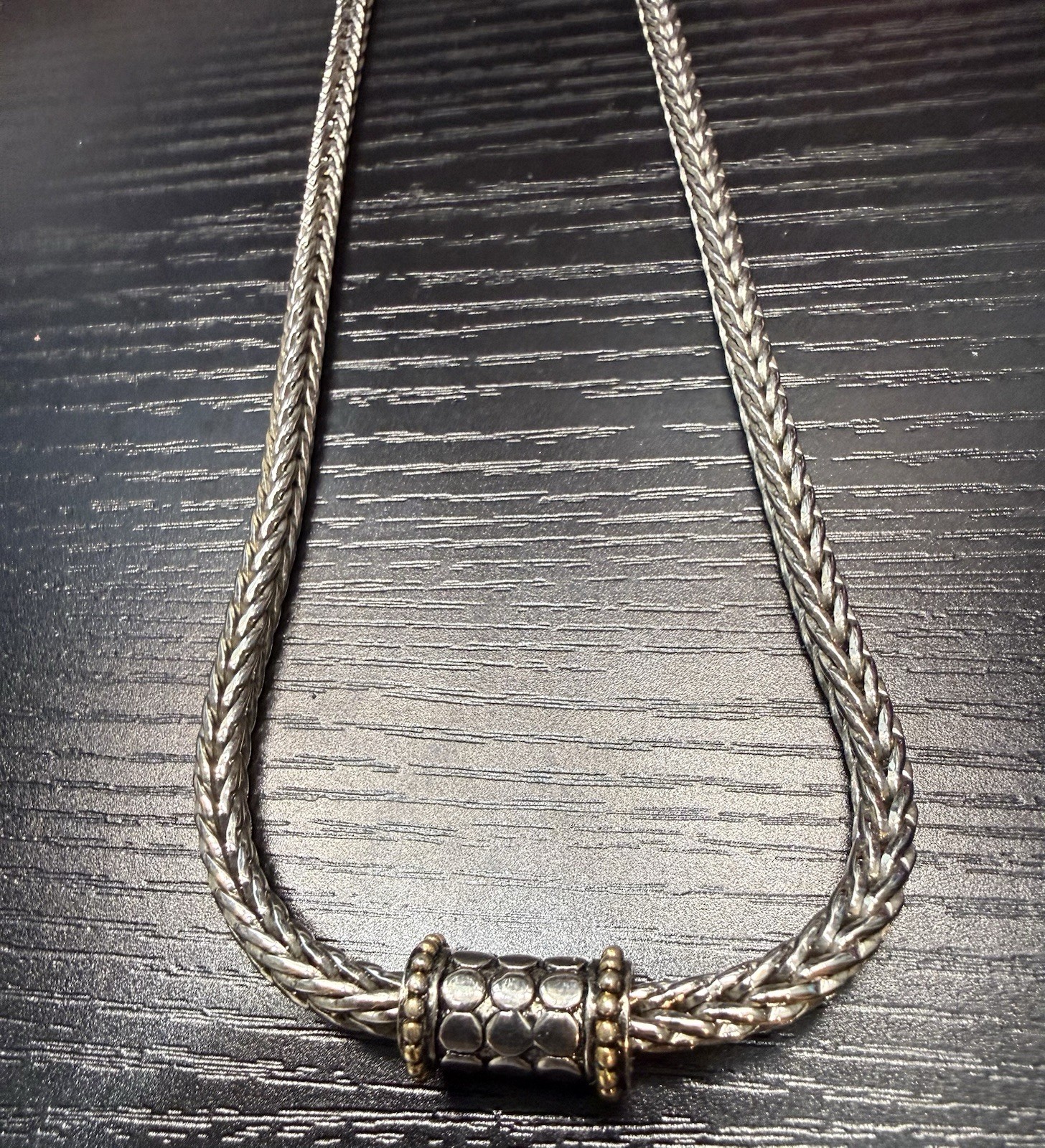 Silver Metal Foxtail Chain Necklace Magnetic Closure Clasp Thick 17″ Jewelry