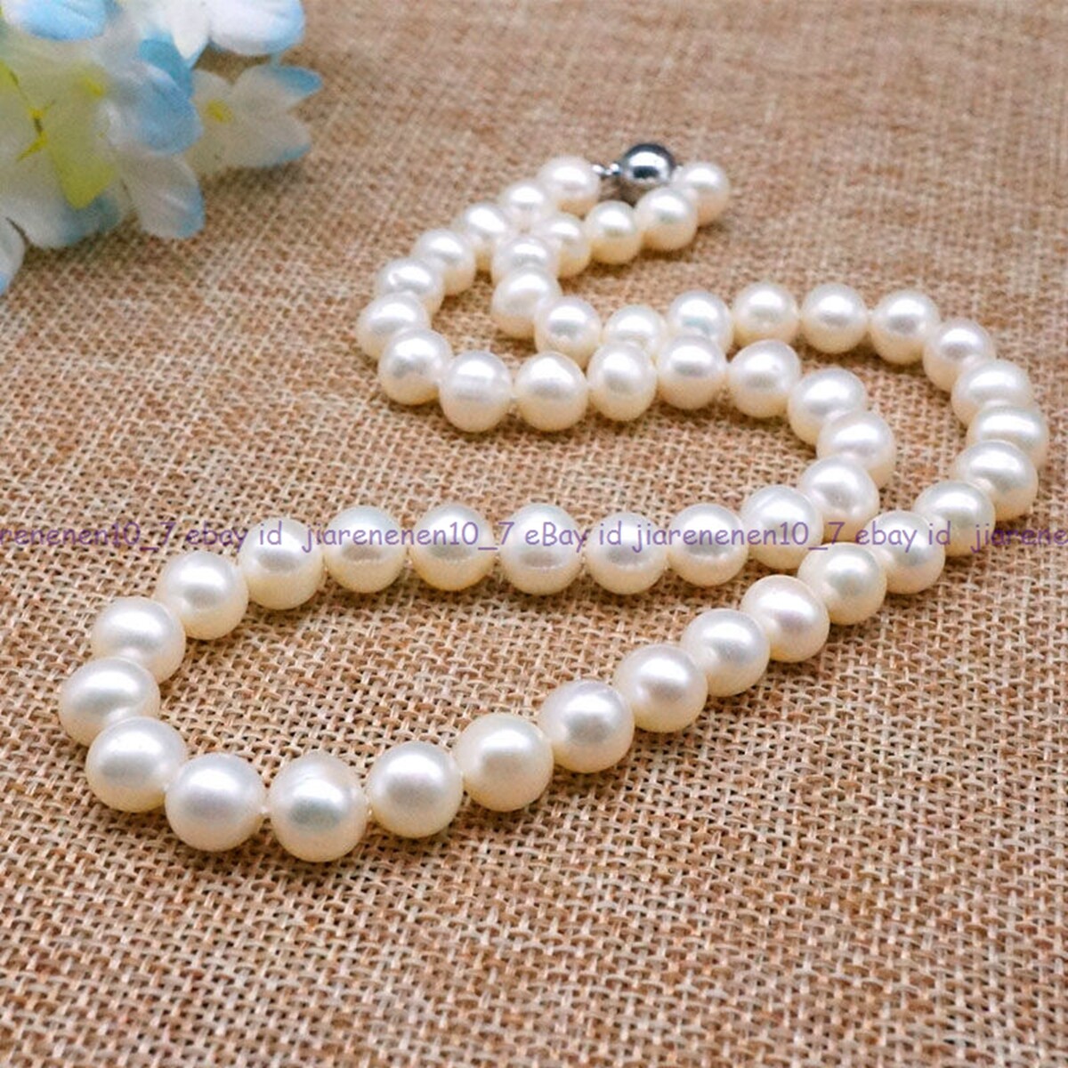 Genuine 7-8/8-9mm White Freshwater Round Rice Baroque Pearl Necklace 18in
