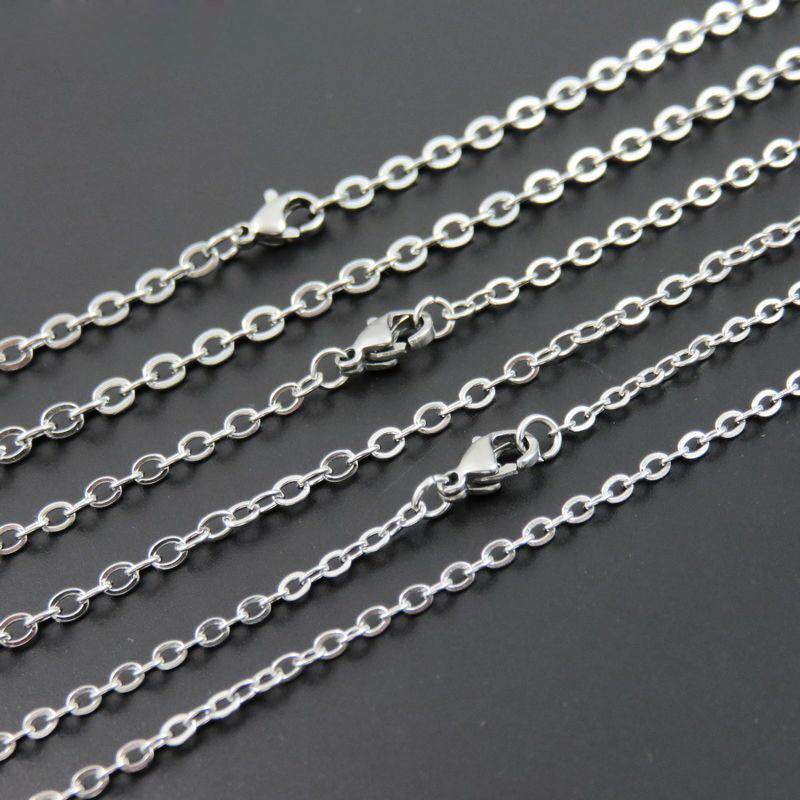 10pcs/lot 1.5/2/2.5/3.2mm Stainless Steel Oval Cross Chain Necklaces Wholesale