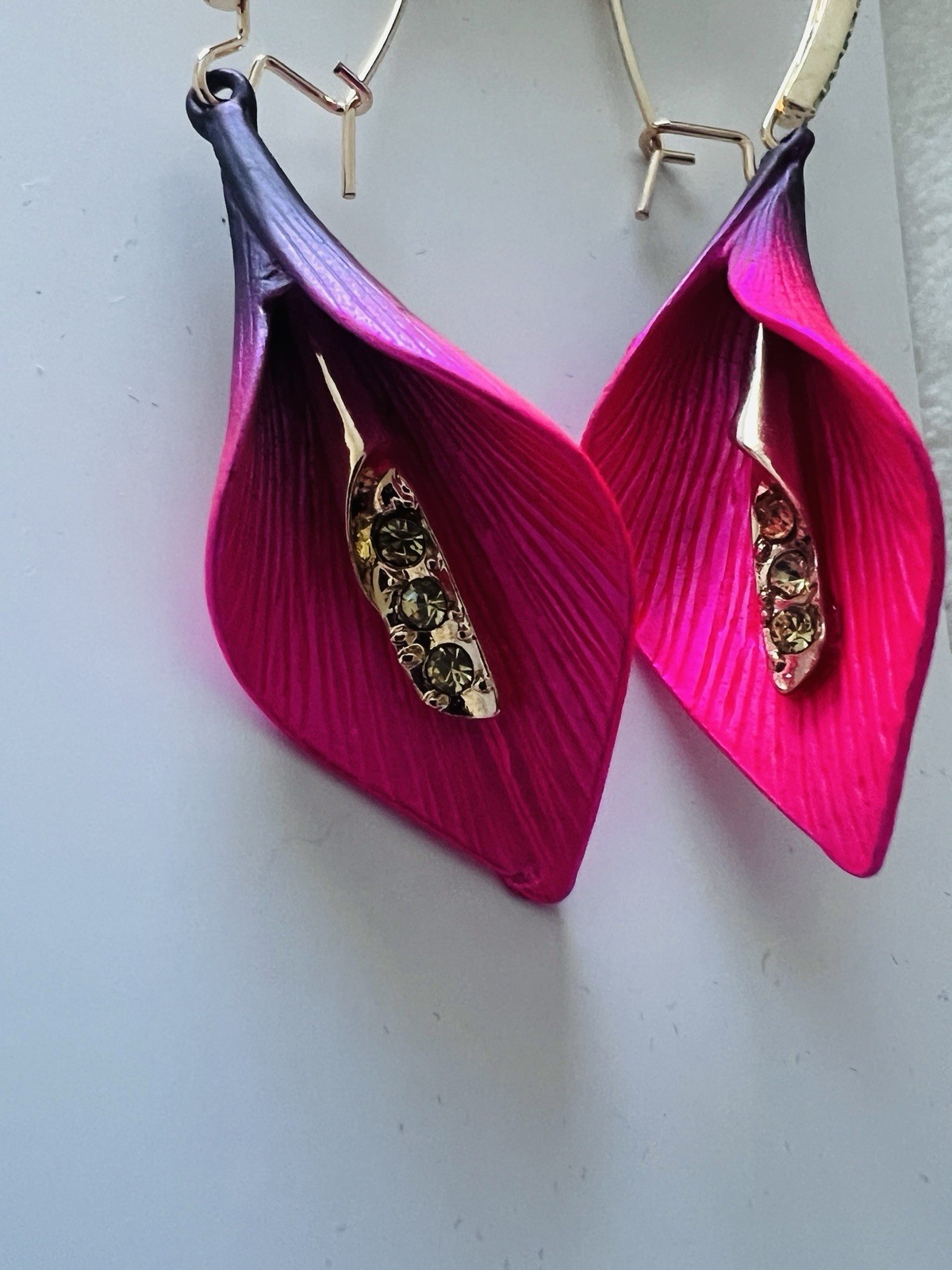 Betsey Johnson Calla Lily Statement Hinge Necklace, bracelet, ring and earrings