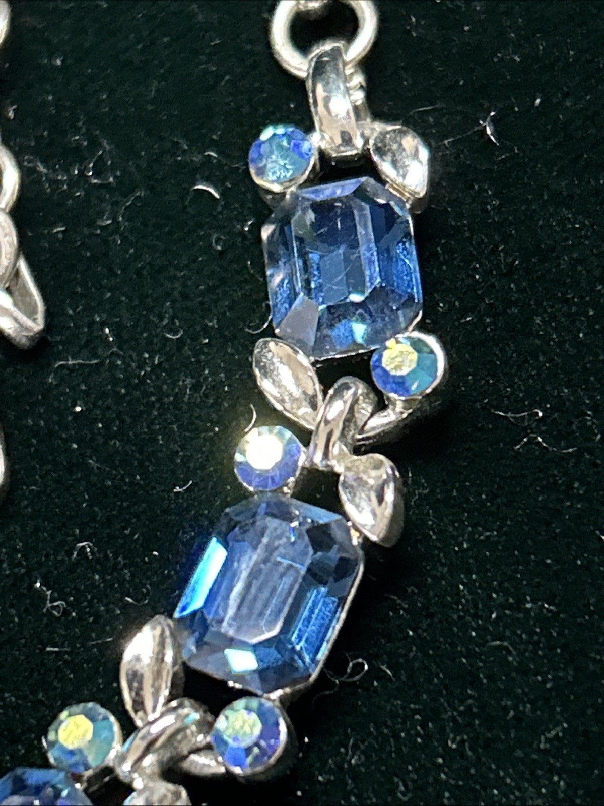 Vintage Signed Lisner Blue Rhinestone Choker Necklace