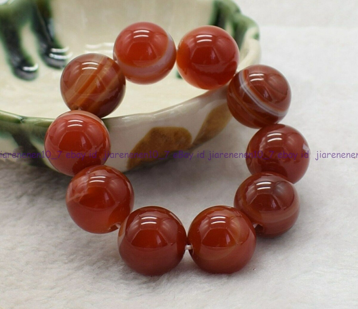 Natural Huge 16mm 18mm 20mm Red Striped Agate Gems Beads Bracelet 7.5″ AAA Z2840