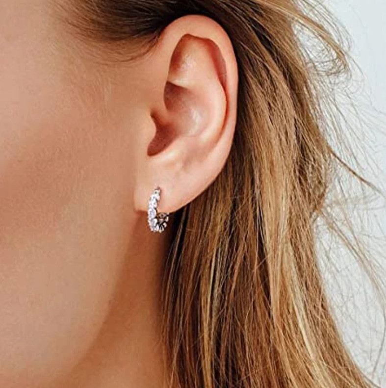 1Pair Full CZ Crystal Hoop Earrings Women Party Statement Jewelry – NEW