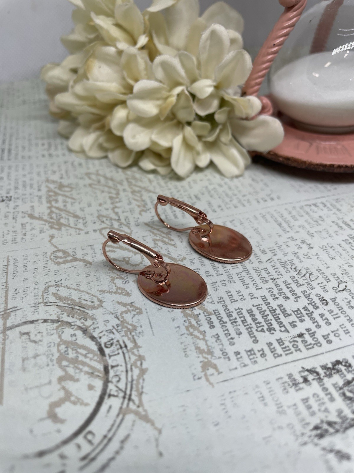 Rose Gold Black Red Butterfly Wire Earrings Wedding Birthday Anniversary Cameo