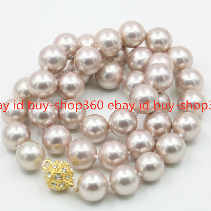 Beatutiful 8mm 10mm 12mm Sea South Shell Pearl Round Beads Necklace 18-36”