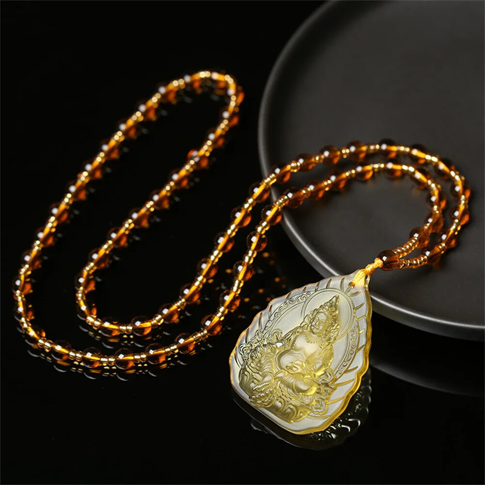 Charm Topaz Hand Carved Chinese God Lucky PendantNecklaces Jewelry Trendy Gift