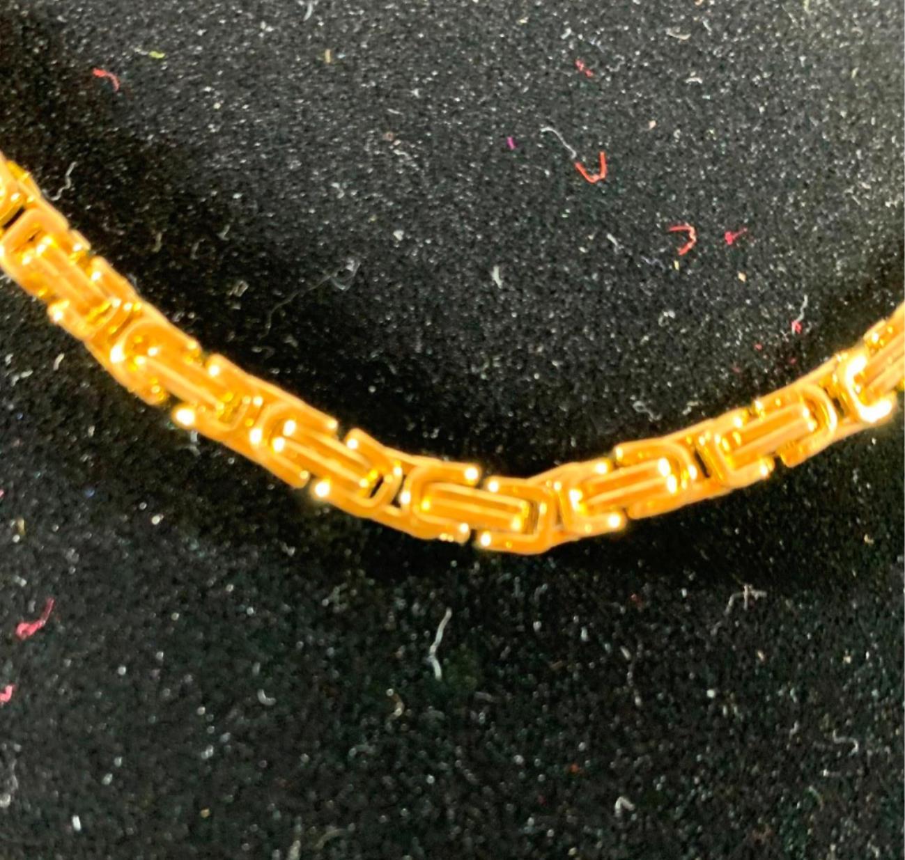 7″-50″ GOLD PLATED 4MM STAINLESS STEEL BYZANTINE TURKISH BOX CHAIN NECKLACE