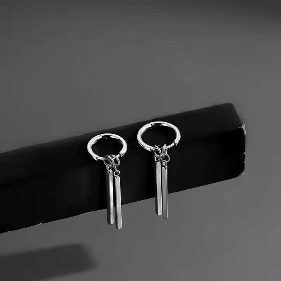 925 Silver Plated Dangle Drop Hoop Earrings for Men Women,Punk Hip Hop Earrings