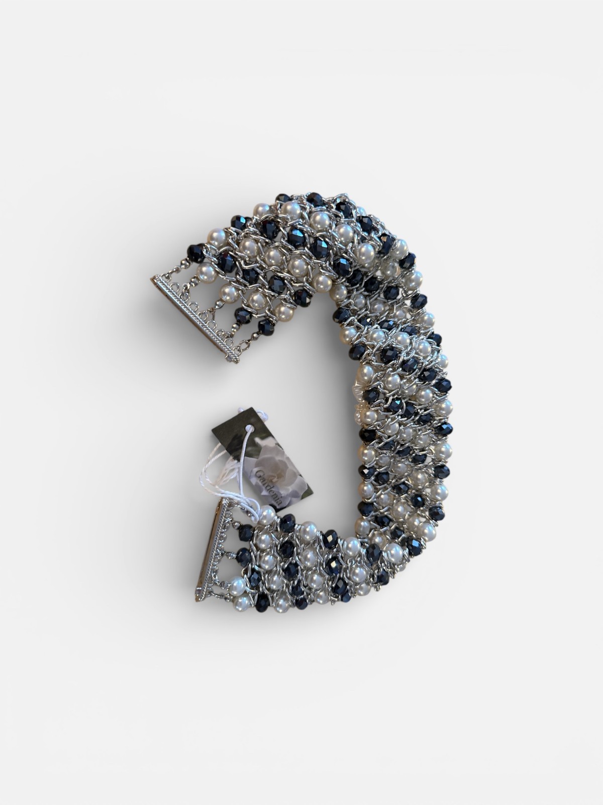 NEW Gardenia Ltd. Chain Beads & Pearl Bib Collar Choker Statement Necklace