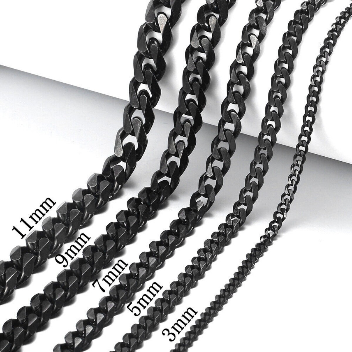 3mm/5mm/7mm/9mm/11mm Stainless Steel Curb Cuban Chain Necklace Men Women 18-28”