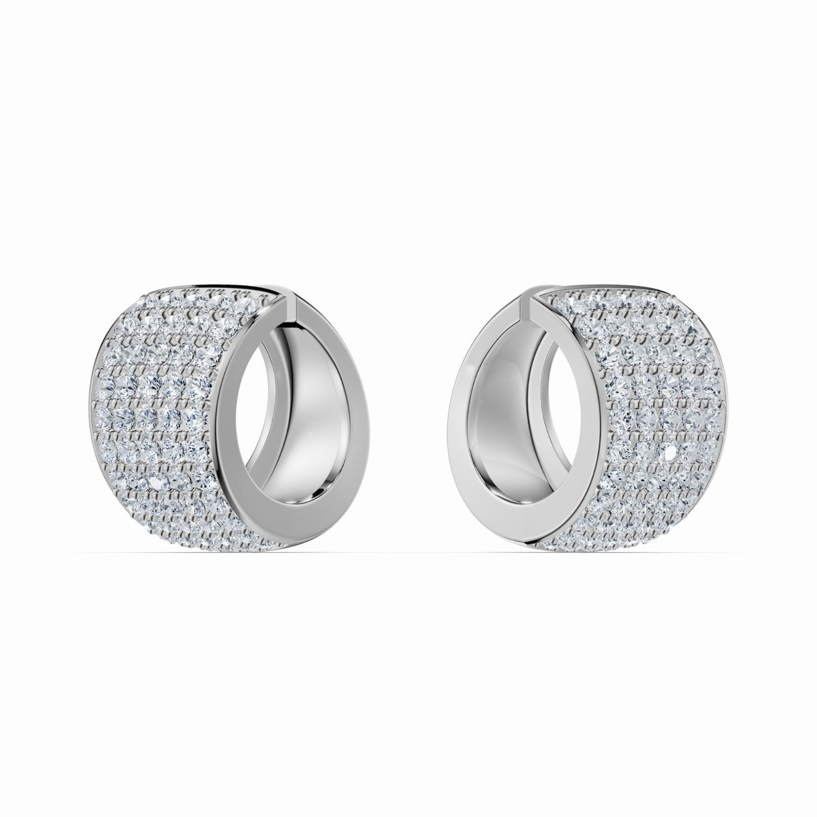 Womens Mens Hoop Earrings Huggie Earrings in CZ diamonds Pavé Huggie Hoop