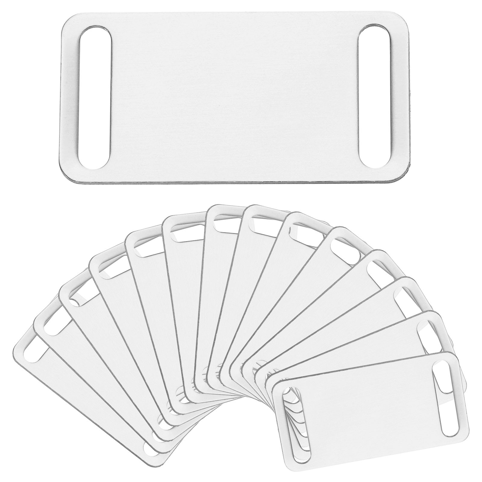 20Pcs Anodized Aluminum Blank Tags 38 mm Sided Pet ID Stamping Tags Silver