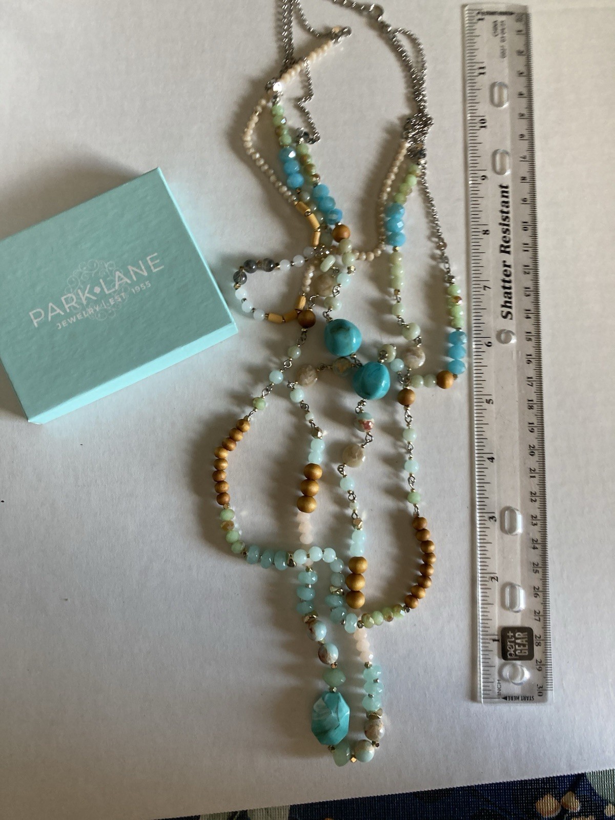 PARK LANE 3 Strand Olive Necklace Bohemian Style Beaded Gems