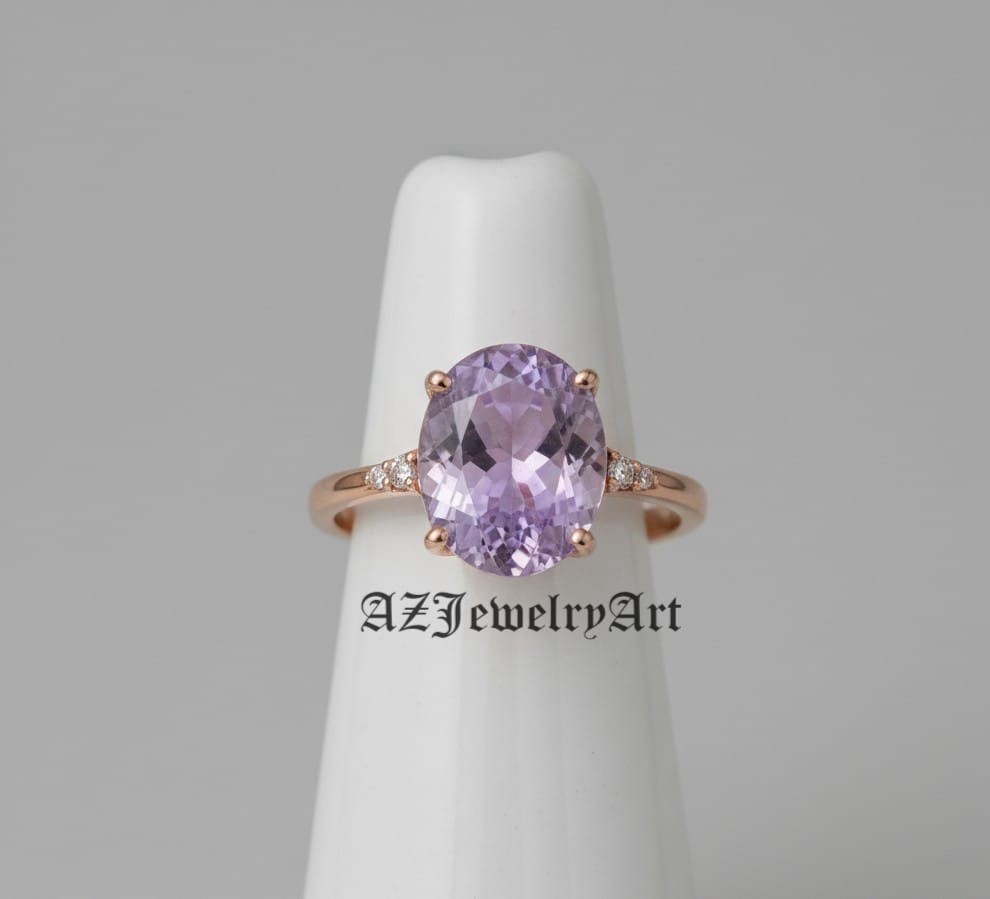 Lavender Sapphire Oval Cut Ring 925 Sterling Silver Women’s Engagement Ring.